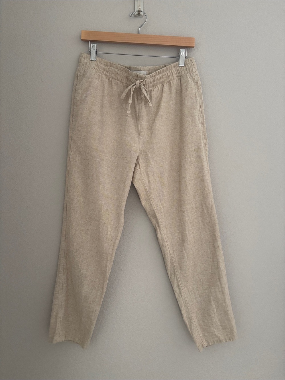 Pacsun Women’s Cotton Linen Blend Beige Tan Drawstring Pants Straight Leg Size M